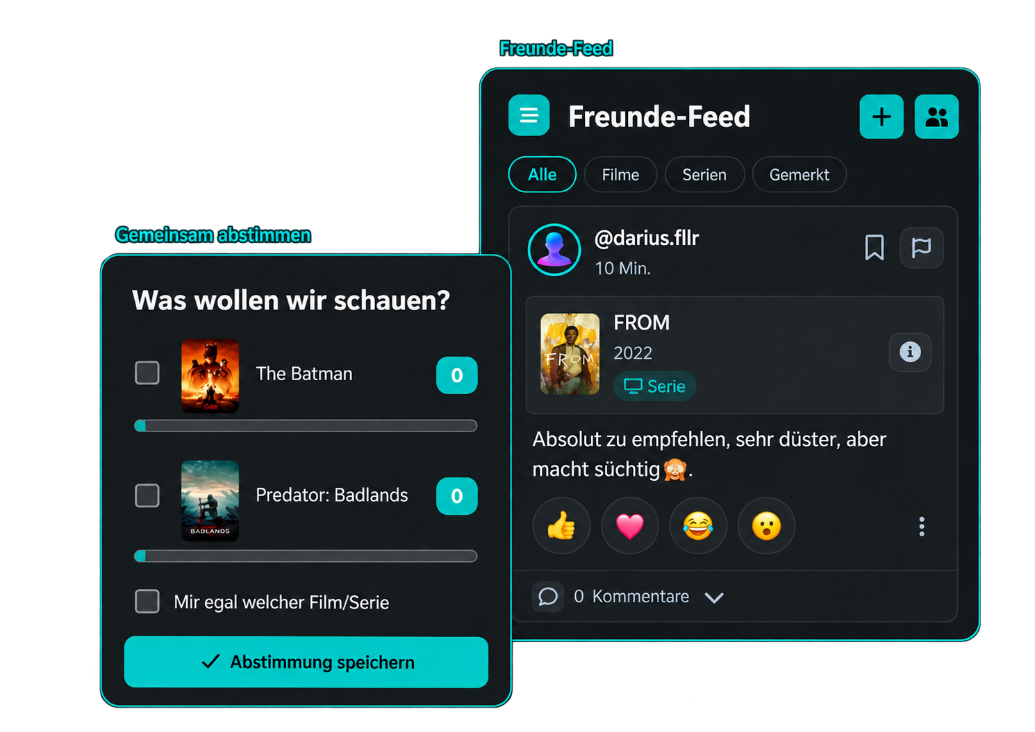 Freunde-Feed und gemeinsame Abstimmung in watchedIT